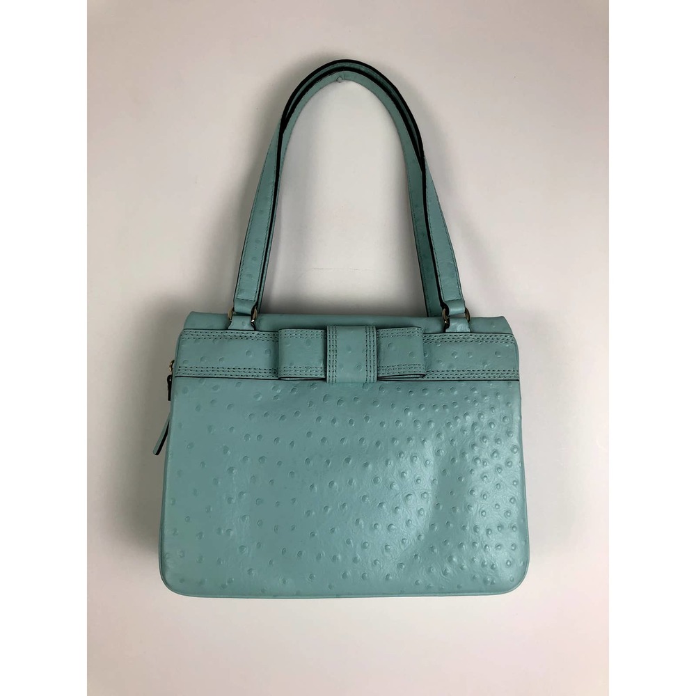 KATE SPADE Valencia Road Zip Darcy Bow Purse Tote Ostrich Leather in Robinsegg